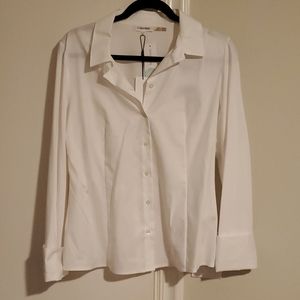 White fitted button down